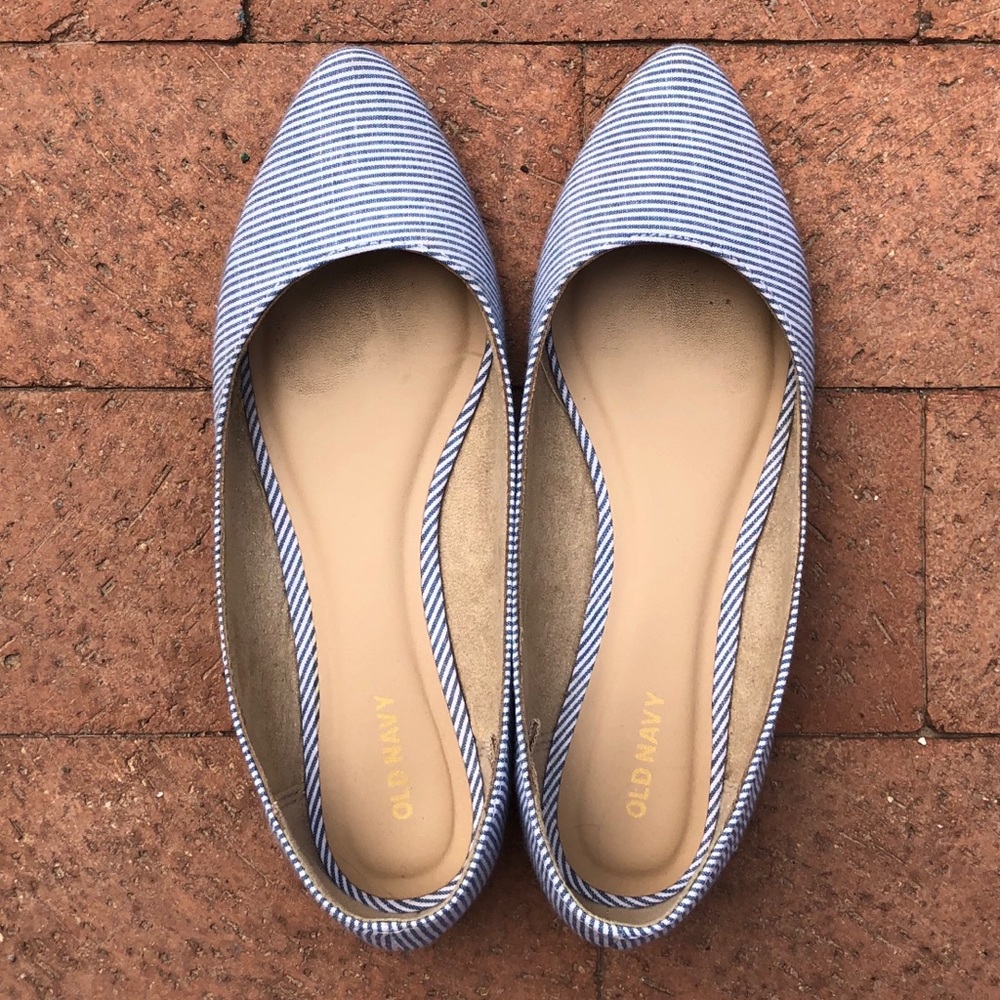 Blue Stripe Flats - Worn Once